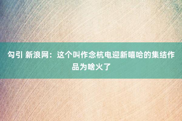 勾引 新浪网：这个叫作念杭电迎新嘻哈的集结作品为啥火了