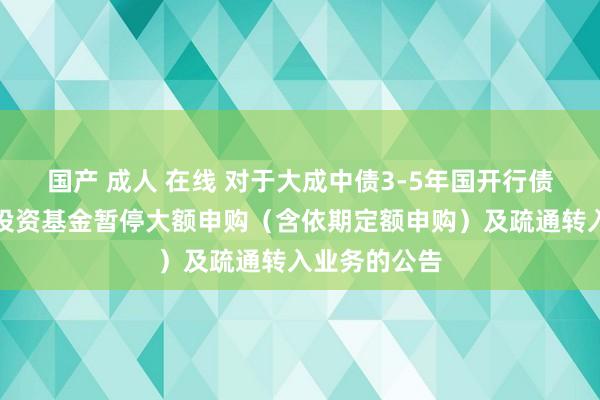 国产 成人 在线 对于大成中债3-5年国开行债券指数证券投资基金暂停大额申购（含依期定额申购）及疏通转入业务的公告