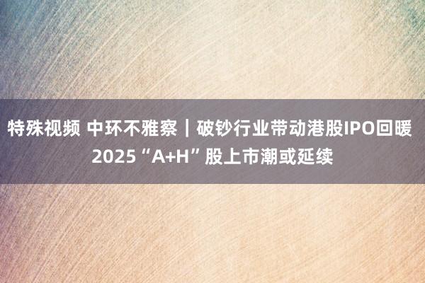 特殊视频 中环不雅察｜破钞行业带动港股IPO回暖 2025“A+H”股上市潮或延续